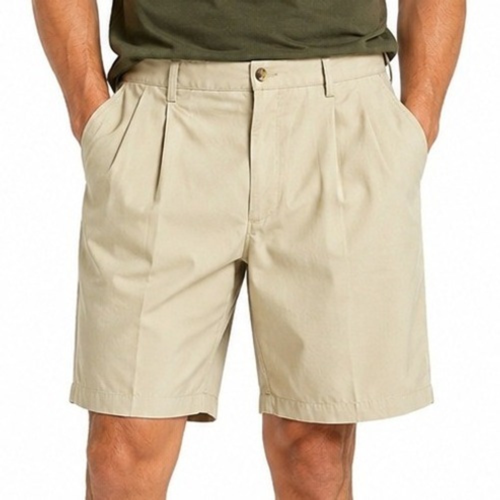 Haggar Generations Classic Shorts‎ 40 Khaki New Double Pleat Wrinkle Resistant